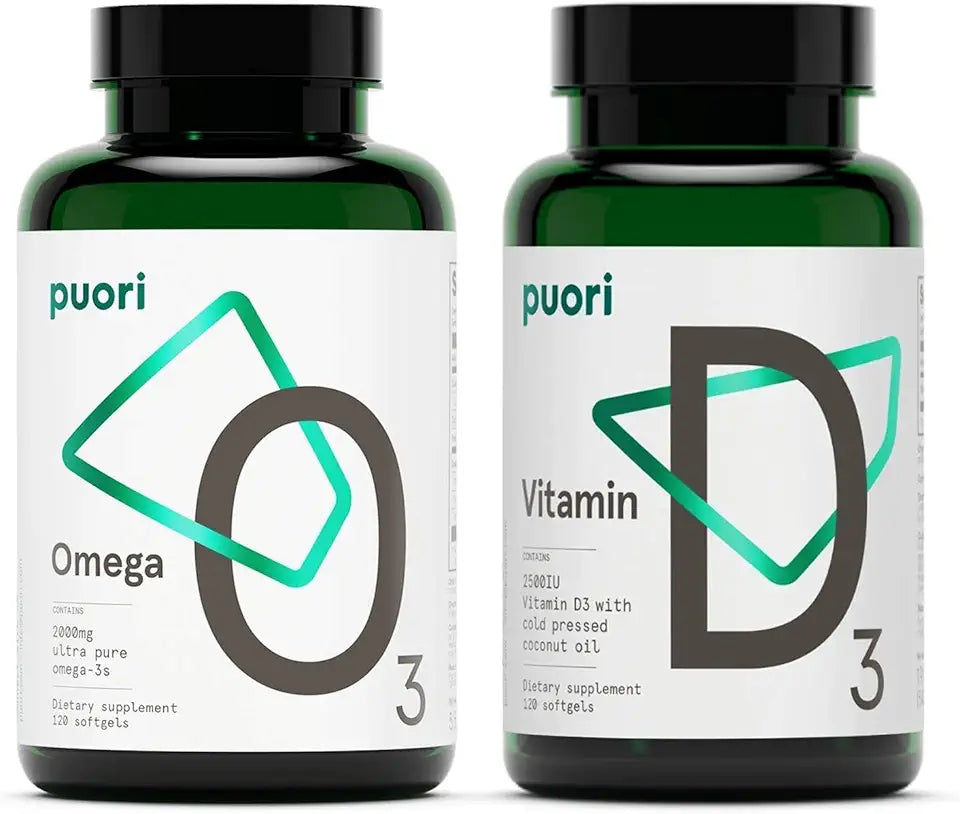Omega 3 Fish Oil and Vitamin D3 Supplement Bundle Capsules D858127
