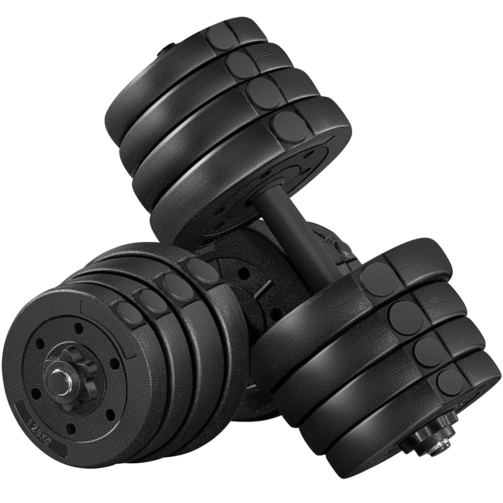 Adjustable 66LB Dumbbell Weight Set Black D5109