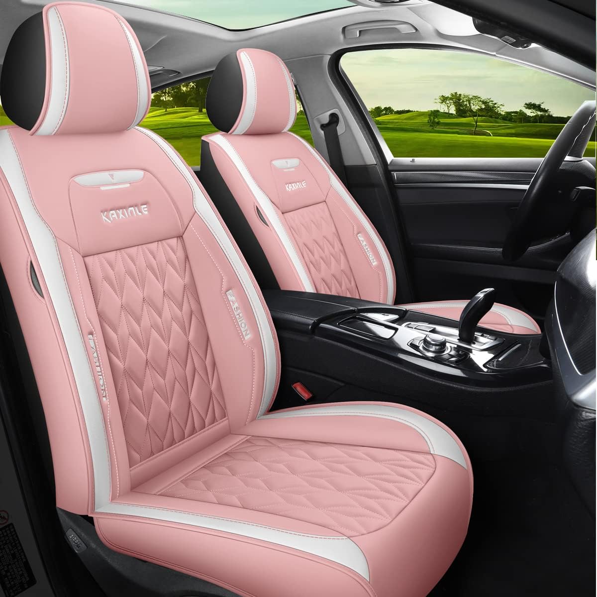 Wine Red Faux Leather 5 Seats Full Set Car Seat Covers I67016
