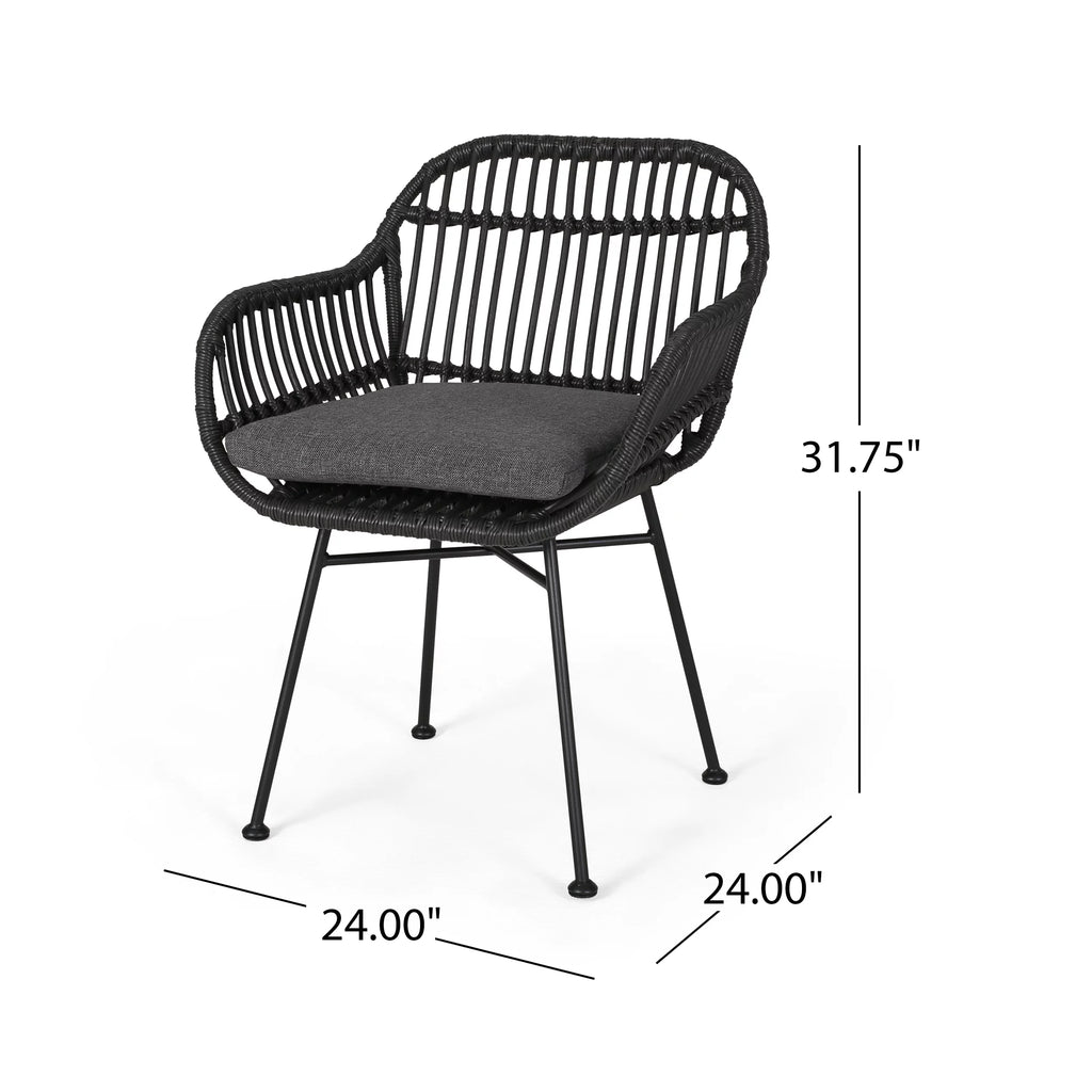 Woven Faux Rattan Chairs with Cushions Set of 2 B195
