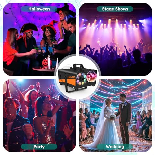 600W 3000CFM Fog Machine with Disco Ball Lights and Wireless Remote R705934