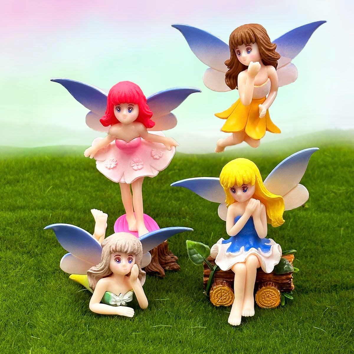 4Pcs Resin Mini Fairy Figurines W71814