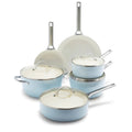 10-Piece Non-Stick Ceramic Cookware Set, Light Blue J243