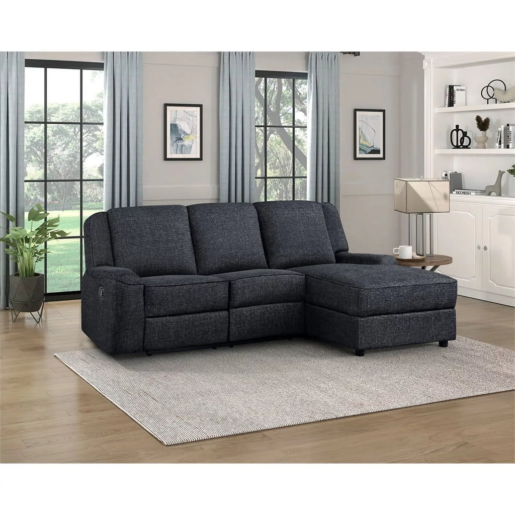 Chenille Reclining Sectional with Right Chaise N49296