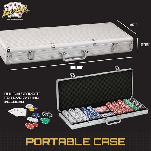 500 Striped Dice Claytec Poker Chip Set with Aluminum Case L271772