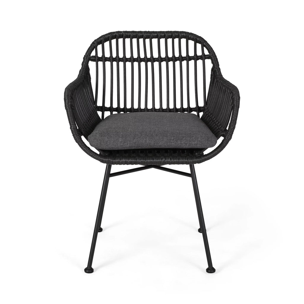 Woven Faux Rattan Chairs with Cushions Set of 2 B195