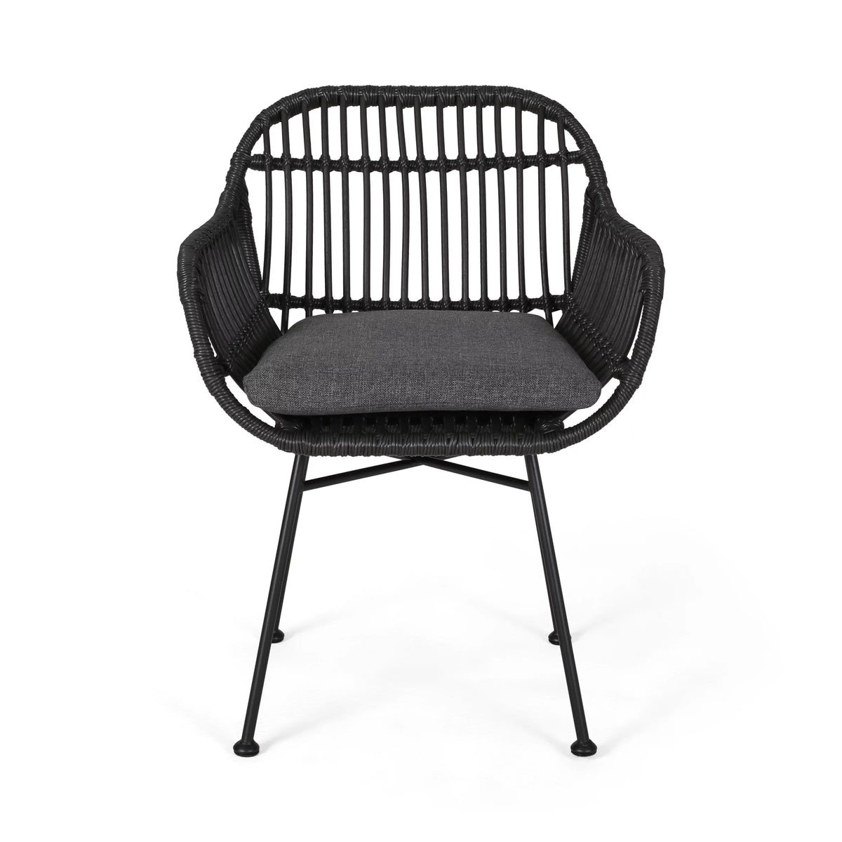 Woven Faux Rattan Chairs with Cushions Set of 2 B195