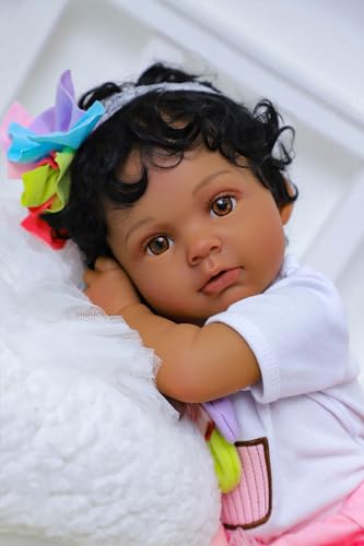 20 Inch Black African American Girl Full Body Vinyl Doll F61186