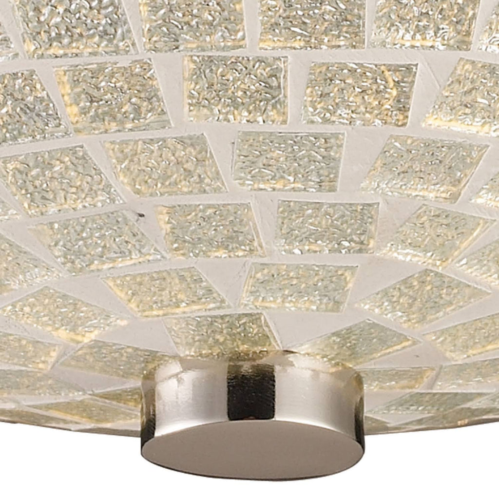 Satin Nickel 2-Light Semi-Flush with Silver Mosaic Glass U657
