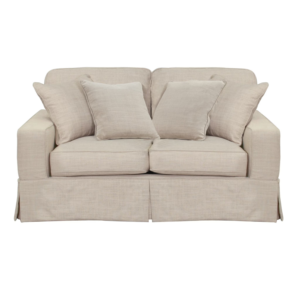 Linen Beige Fabric Slipcovered Loveseat X547