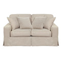 Linen Beige Fabric Slipcovered Loveseat X547