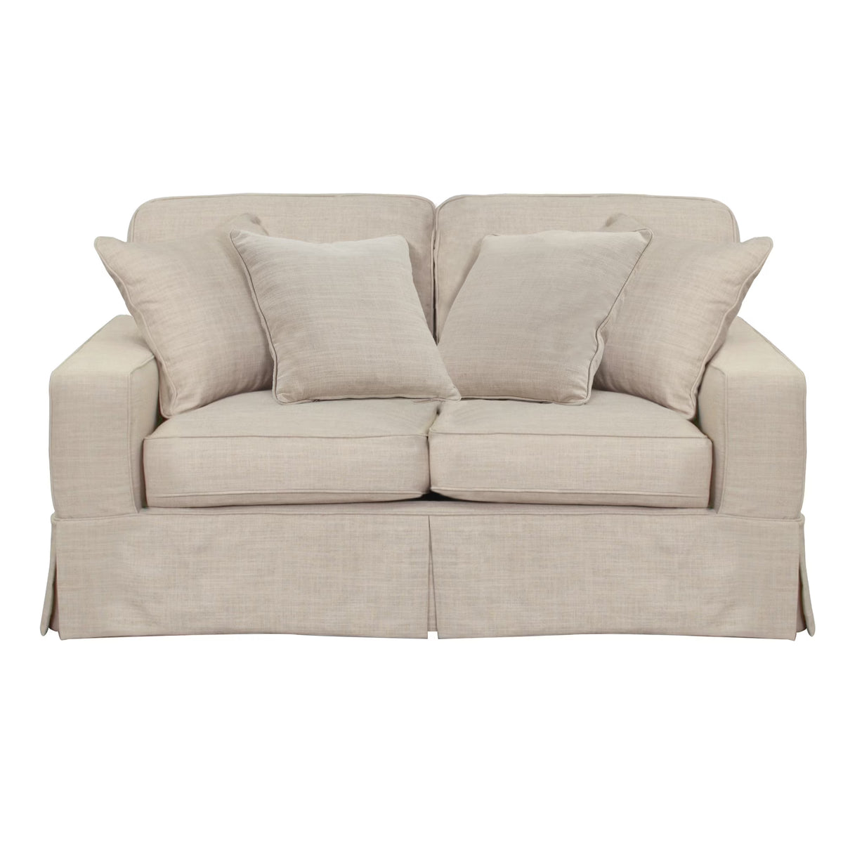 Linen Beige Fabric Slipcovered Loveseat X547