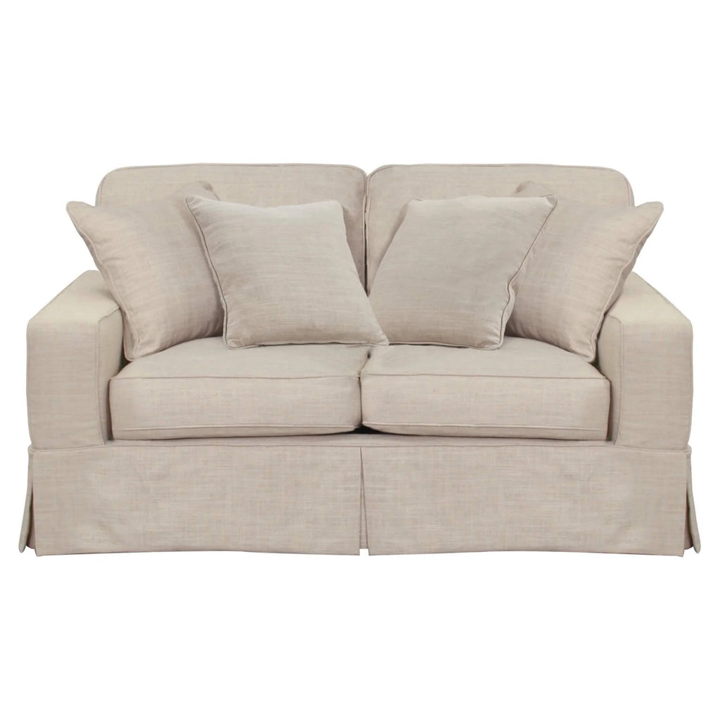 Linen Beige Fabric Slipcovered Loveseat X547