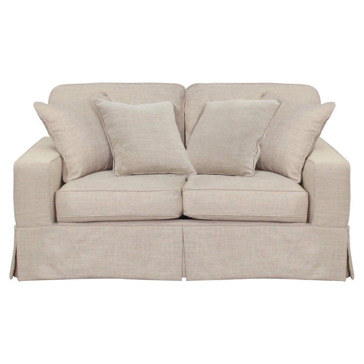 Linen Beige Fabric Slipcovered Loveseat X547