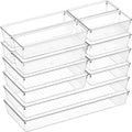 10 Pack Clear Plastic Drawer Organizer Set L8202