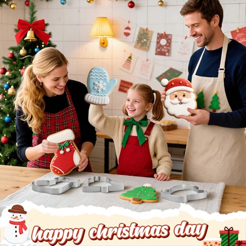 6 Pcs Large Stainless Steel Christmas Cookie Cutters D62570