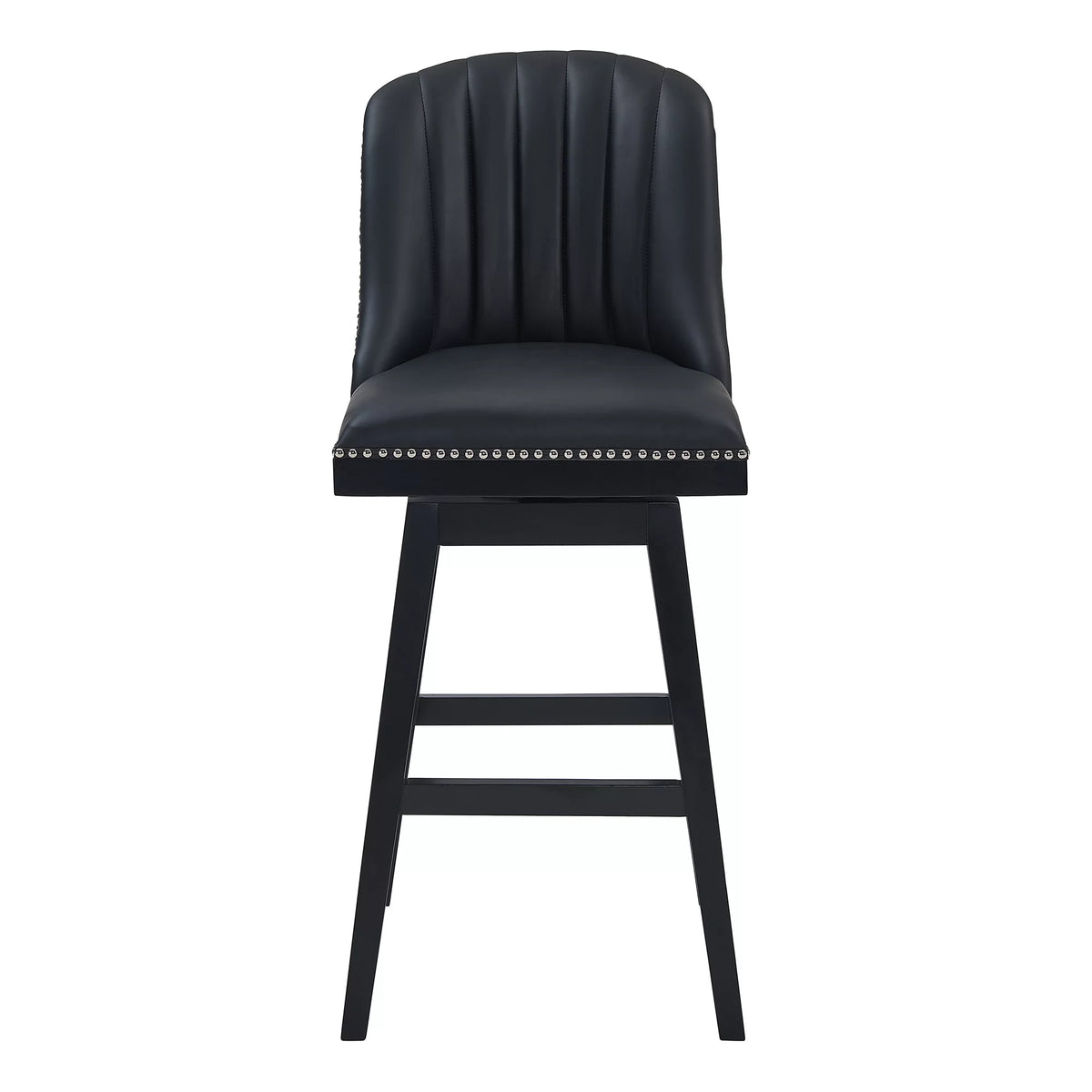 Black Faux Leather & Wood Swivel Counter Stool J81922
