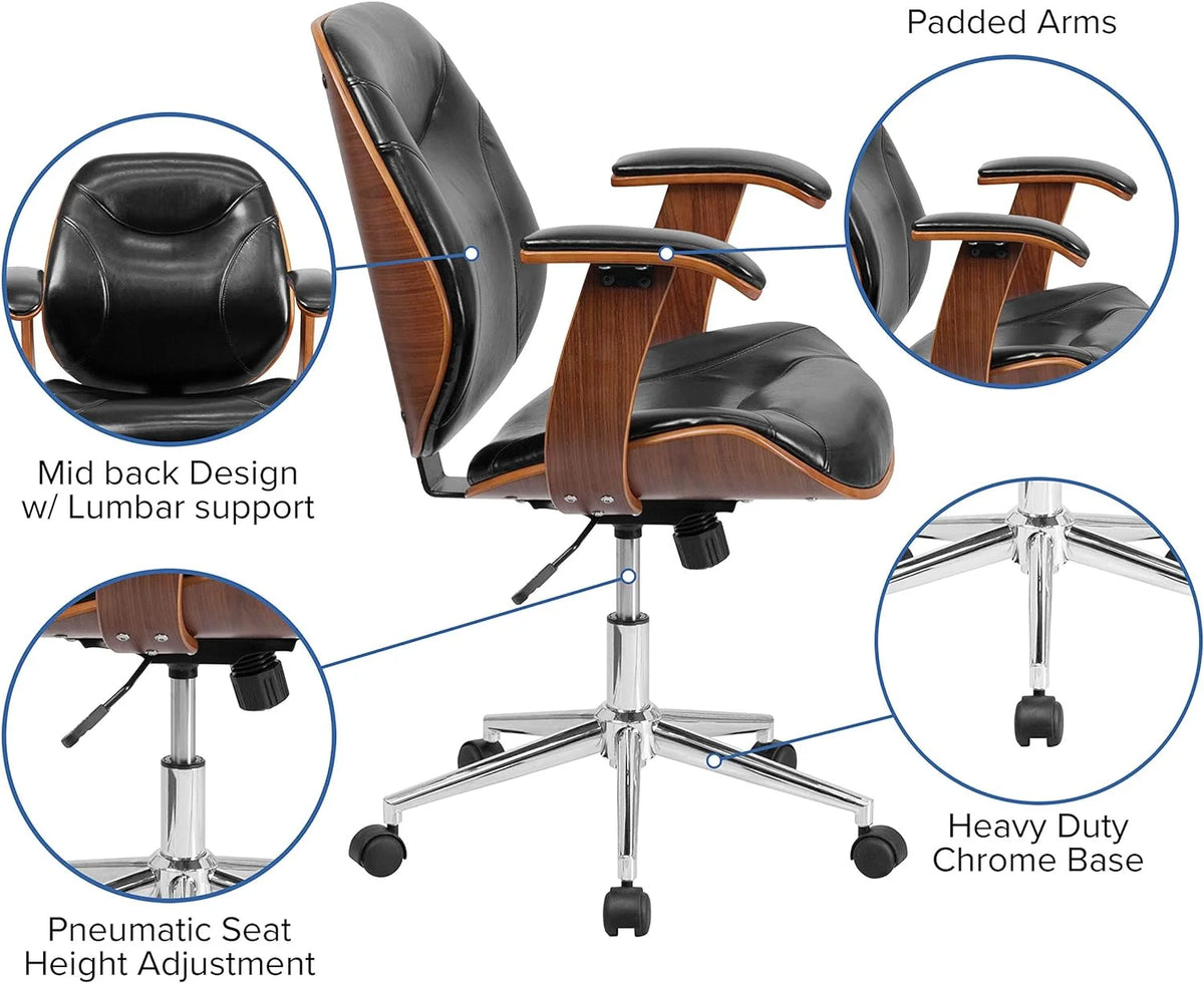 Black Faux Leather Ergonomic Office Chair I8328