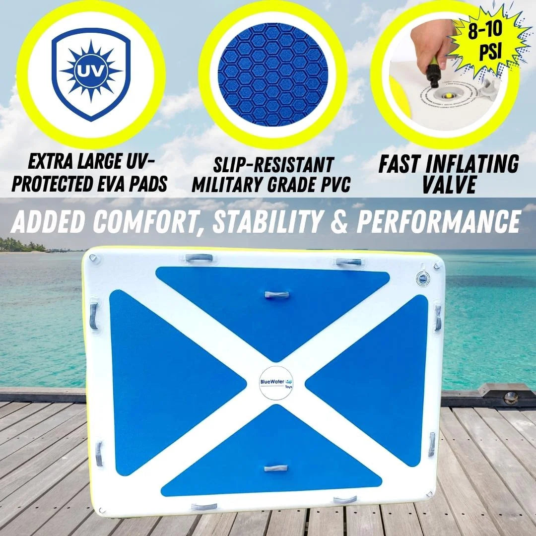 Blue Water Toys Four Person Inflatable Swim Deck with Non-Slip Surface, 8' x 6' B242