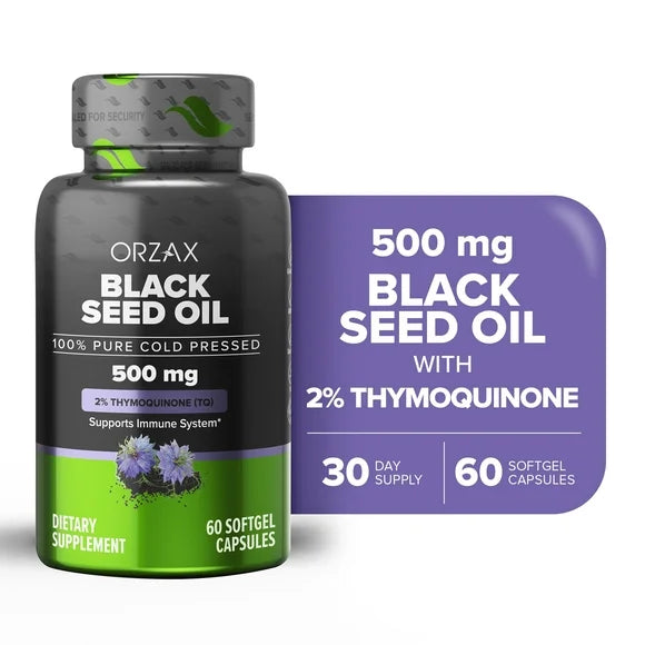 Black Seed Oil Organic Cold Pressed Capsules 500 mg 60 Soft Gel Capsules X1466