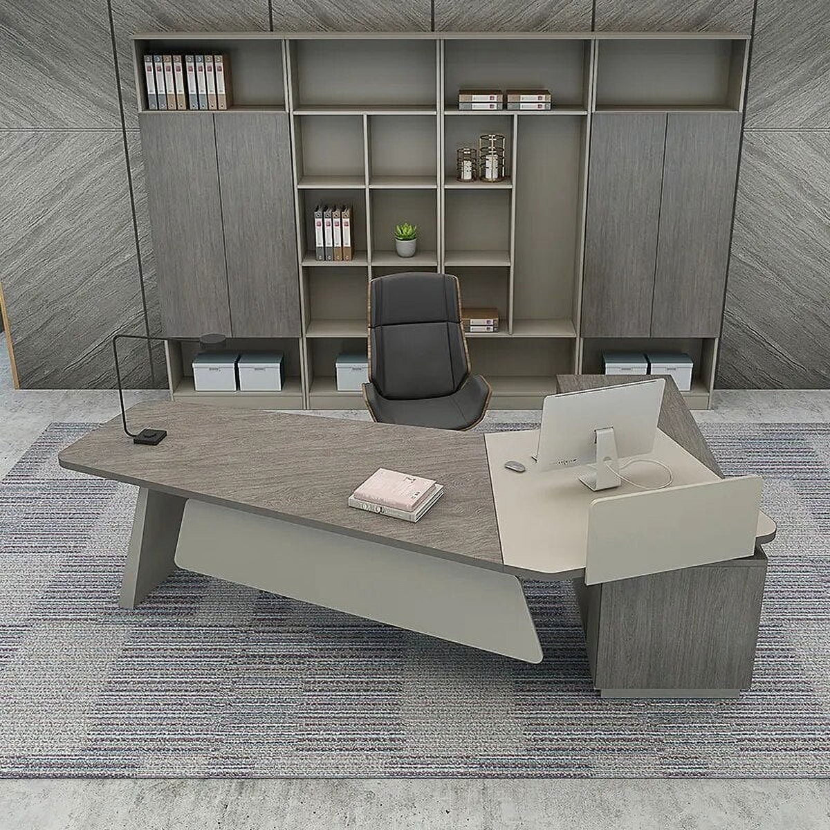 Office Desk and Chair Combination with Bookcase D535905