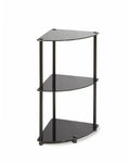Black Glass 3-Tier Corner Shelf Q247