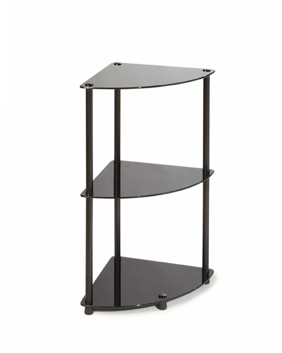 Black Glass 3-Tier Corner Shelf Q247