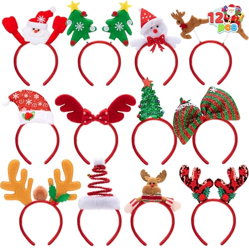 12 Packs Christmas Headbands with Assorted Design Q12196