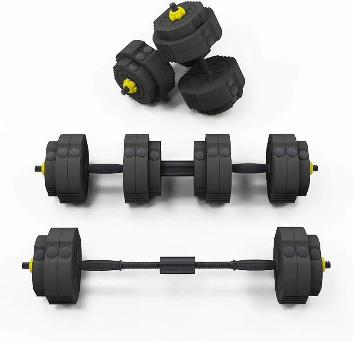 55lb Adjustable Dumbbells Set with Connecting Rod Black V768