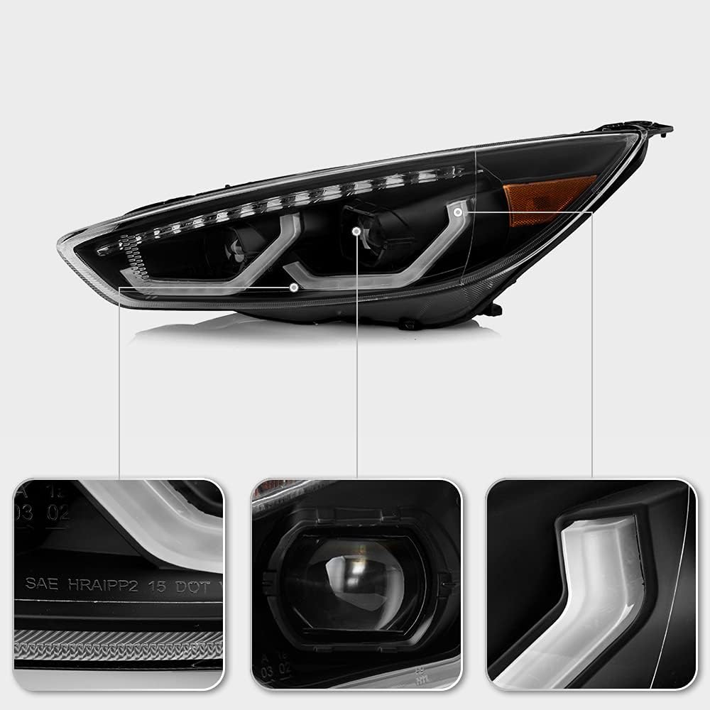 2015-2018 Ford Focus Black LED Projector Headlights A541