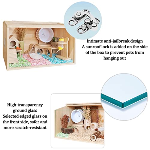 Wooden Hamster Cage Reptile Terrarium Small Animals House Habitat Hutch O3921
