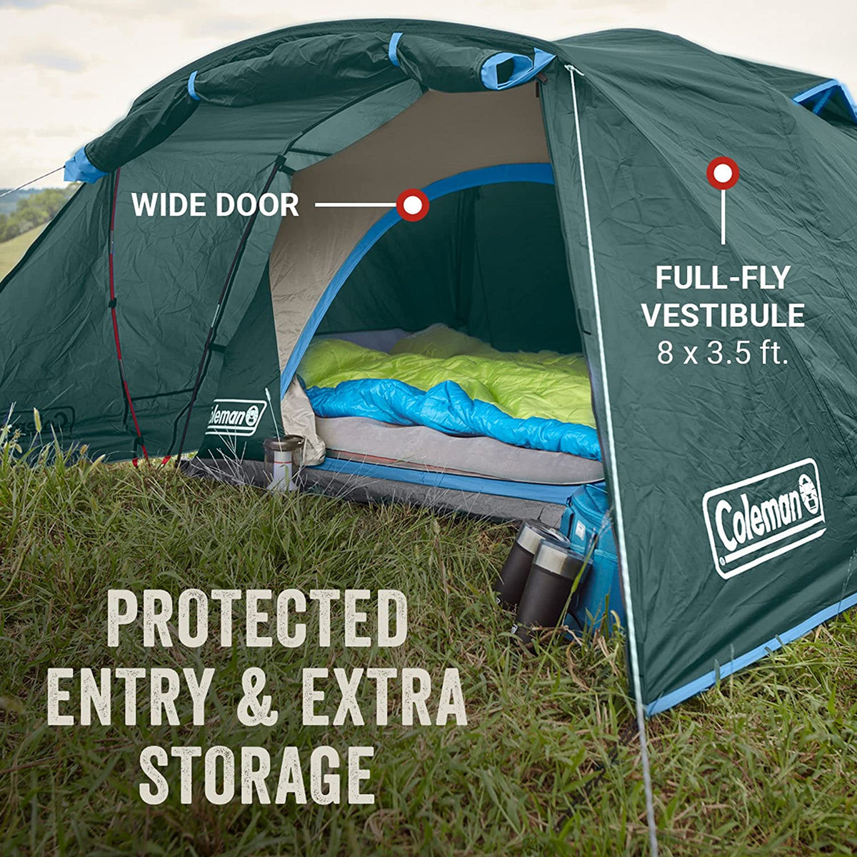 2/4/6 Person Weatherproof Camping Tent with Rainfly and Carry Bag S980384