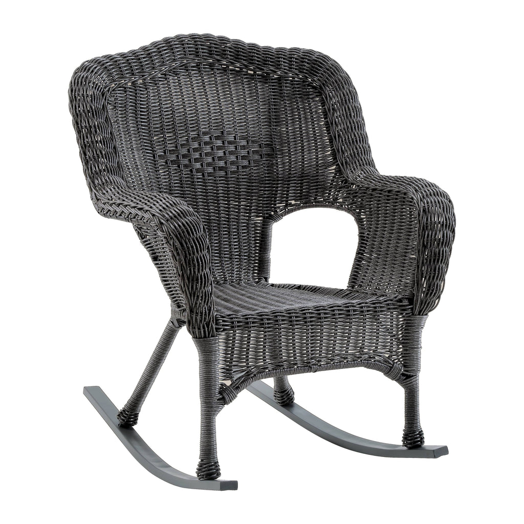 Weathered Grey Resin Wicker Porch Rocker Z255703