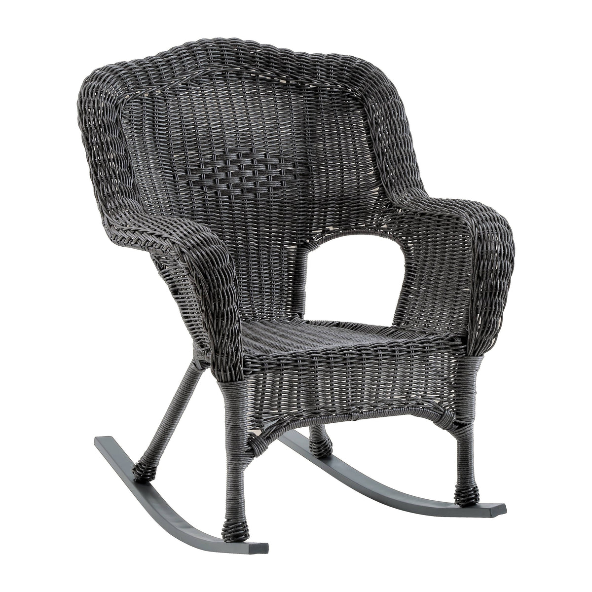 Weathered Grey Resin Wicker Porch Rocker Z255703