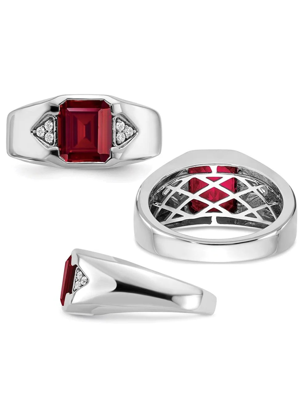 14K White Gold Ruby Ring with Diamonds Y78074