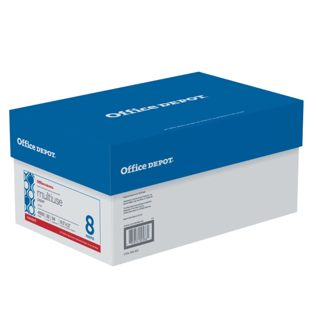 White 20 Lb Letter Paper, 500 Sheets Per Ream, Case Of 8 Reams G7540