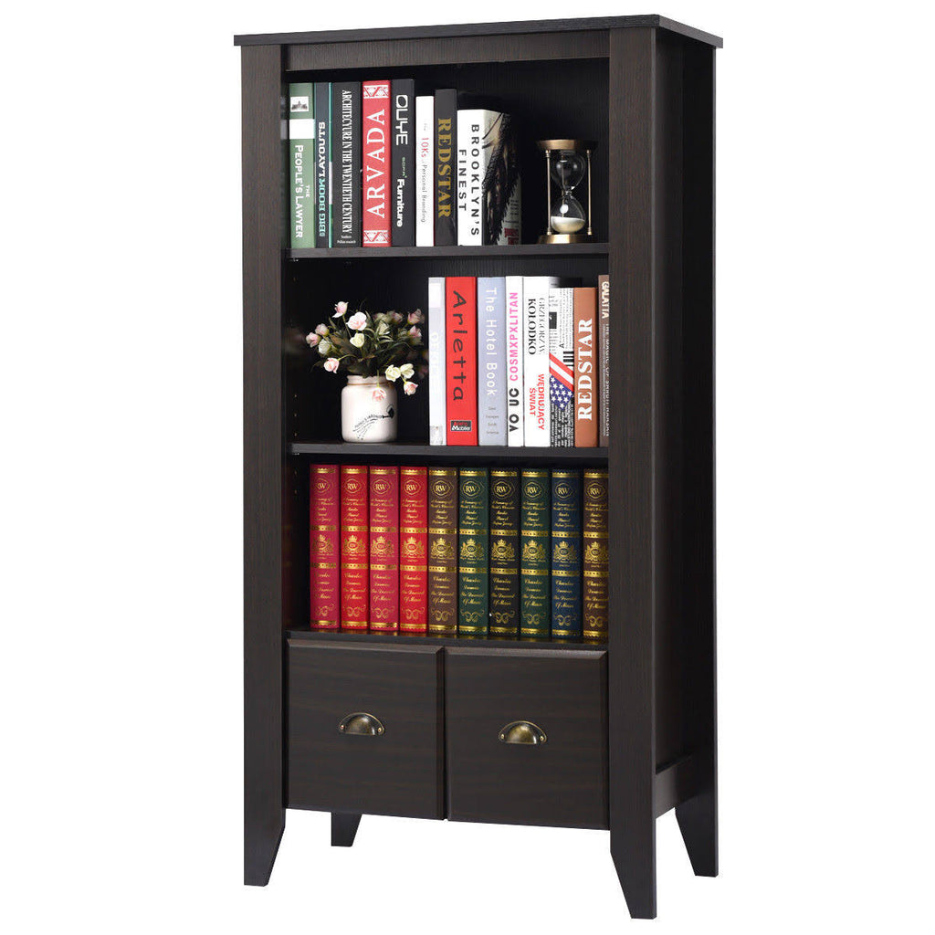Antique Organizer Bookcase with 2 Drawers N9498