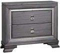 Light Gray 2-Drawer Solid Wood Nightstand U76131