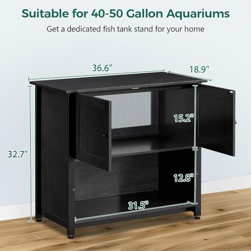 Fish Tank Stand with Cabinet, Metal, 1000LBS P150637