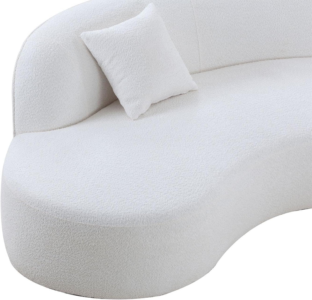 White Boucle Curved Sofa with Chaise 2 Set K103