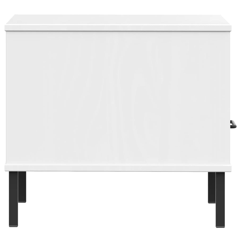 White Bedside Table with Metal Legs K214