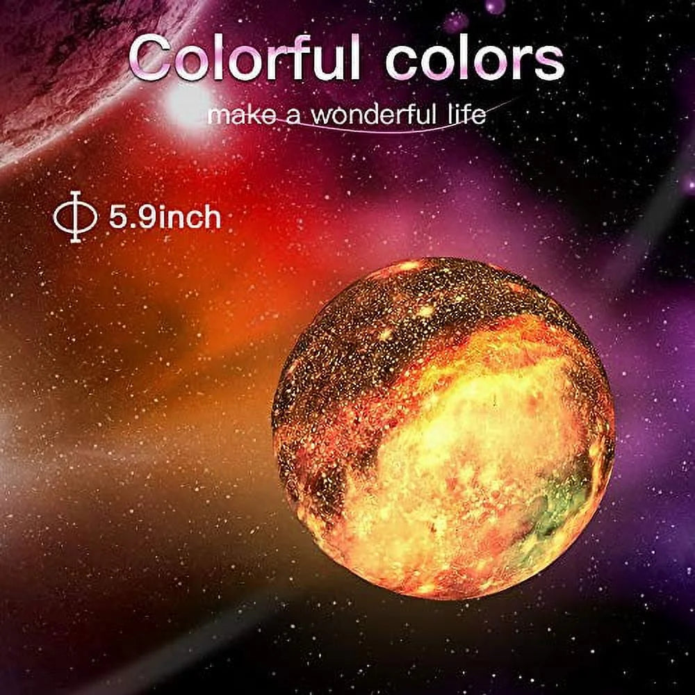 Moon Lamp Kids Night Light 5.9 inch 16 Colors LED 3D Star Moon Light with Wood Stand P3895