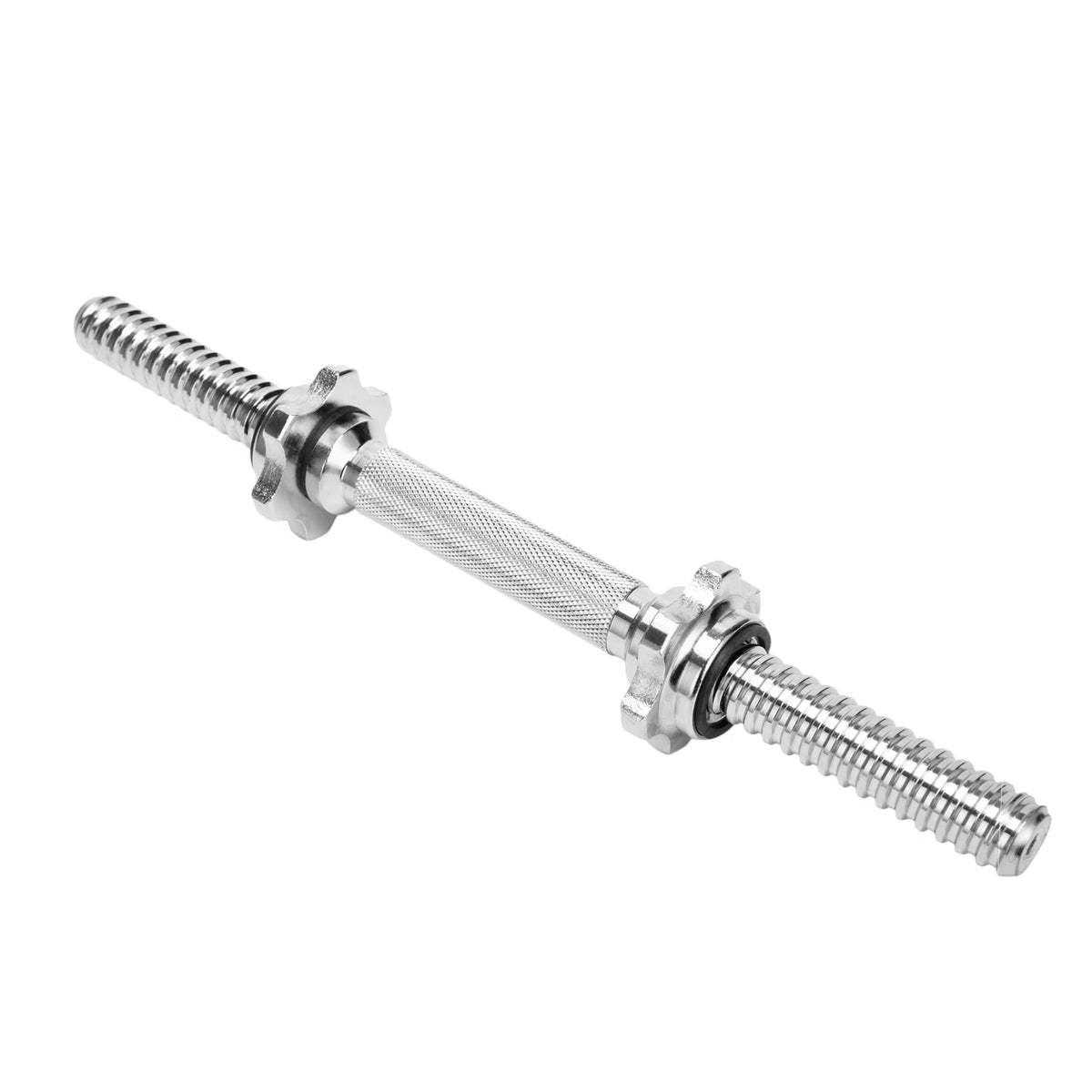 20" Solid Stainless Steel Chrome Threaded Dumbbell Bars with Spinlock Collars I84704