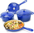 7 Piece Enameled Cast Iron Cookware Set with Ceramic Nonstick Coating C6929
