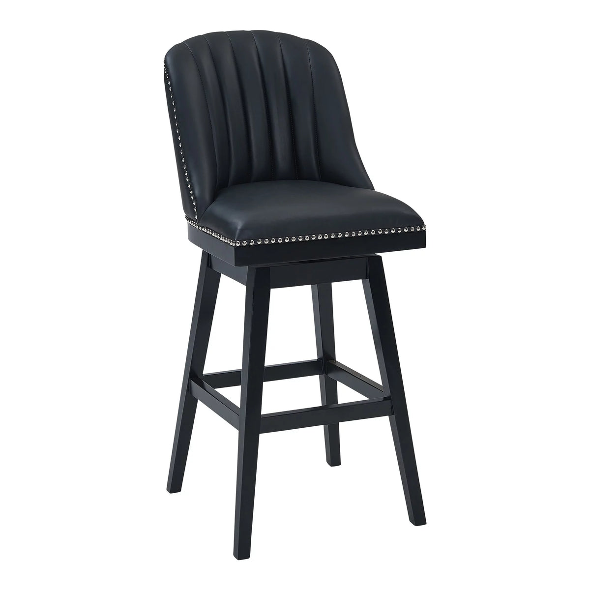 Black Faux Leather & Wood Swivel Counter Stool J81922