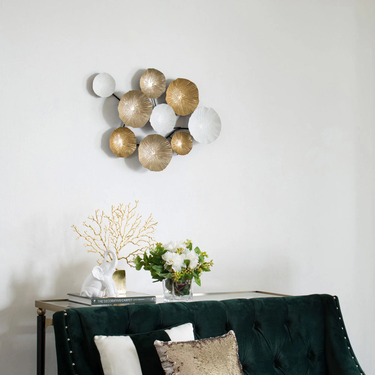 Antique Gold and White Small Wall Accent B75779