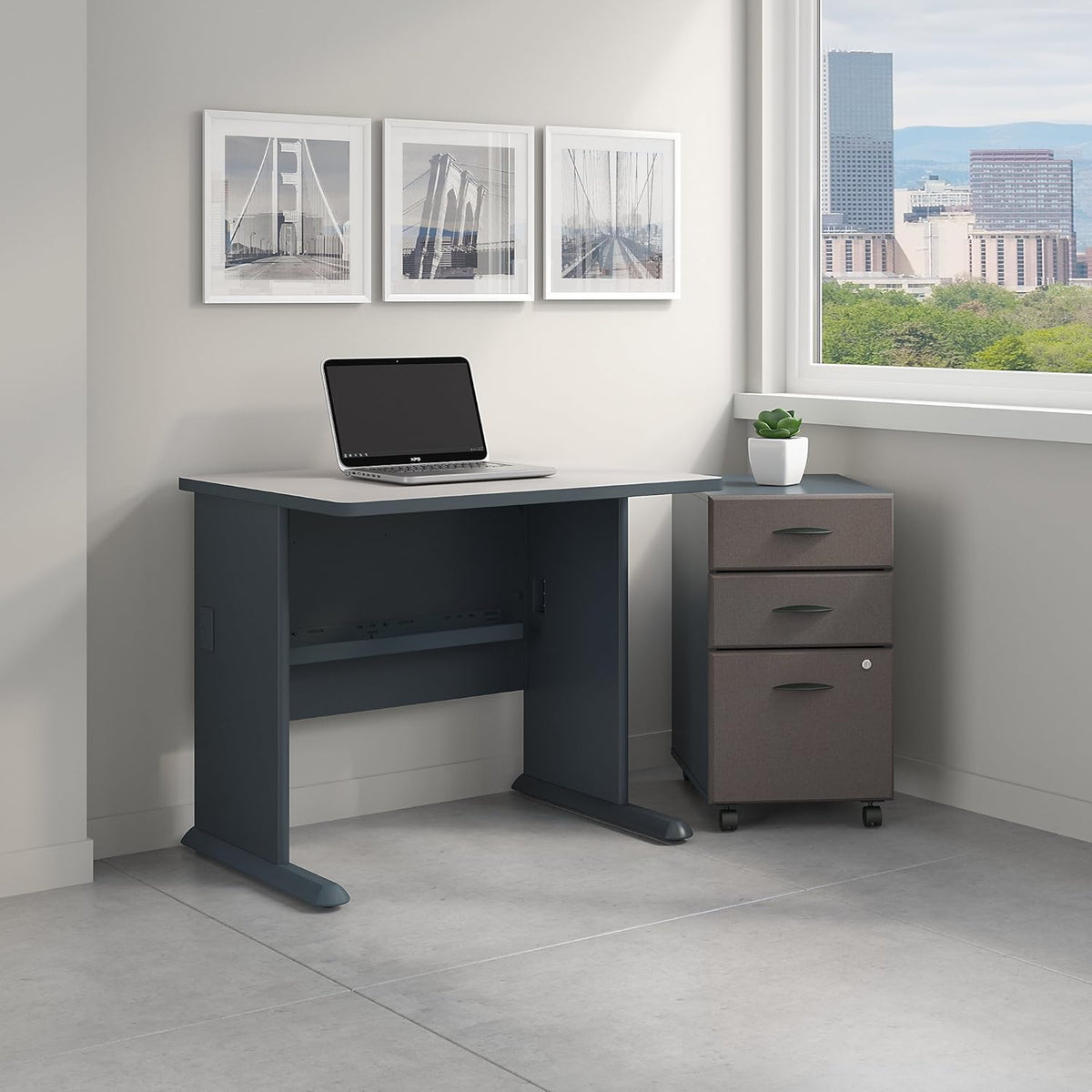 36W Desk with Mobile File Cabinet E55734