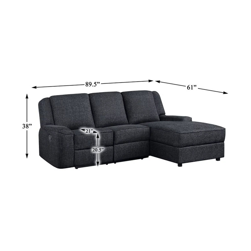 Chenille Reclining Sectional with Right Chaise N49296