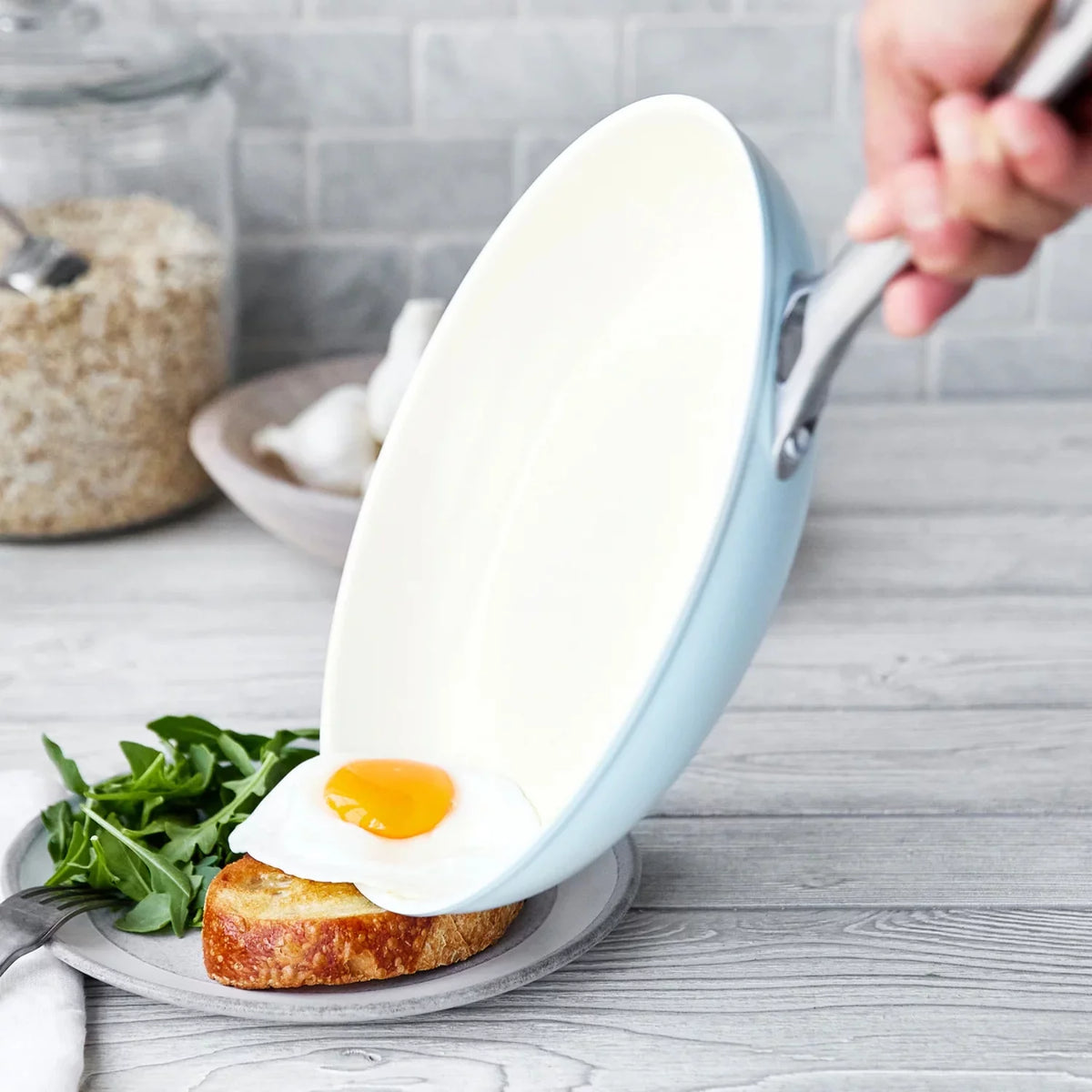 10-Piece Non-Stick Ceramic Cookware Set, Light Blue J243