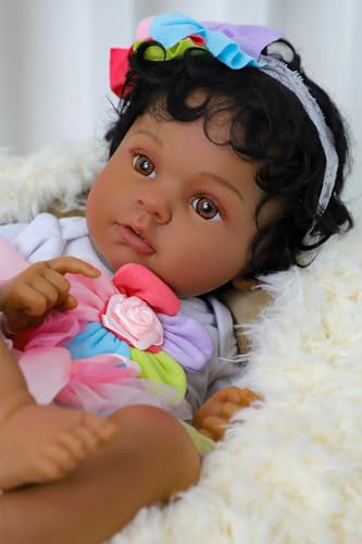 20 Inch Black African American Girl Full Body Vinyl Doll F61186